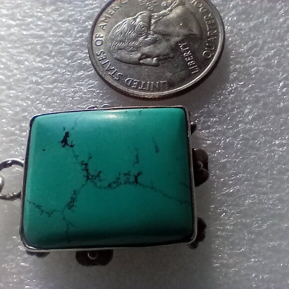 Gorgeous 925 Vintage Turquoise Pendant - Possibly Navajo/Kingman - Picture 8 of 8